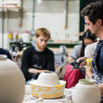 Adam frew demonstrating to the students at Clay College 2018
